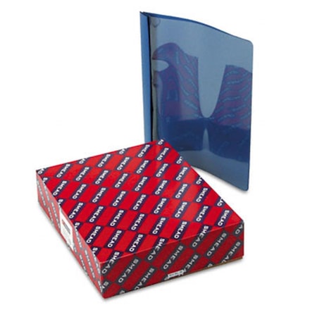 Made-To-Stick Vinyl Report Cover Tang Clip Letter 1/2 Capacity Clear/Dark Blue, 25PK MA712222